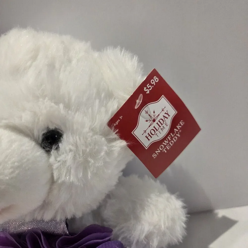 Lot Of 2 Snowflake Teddy Bear 2023 Plush Green Plaid Scarf Purple Dress